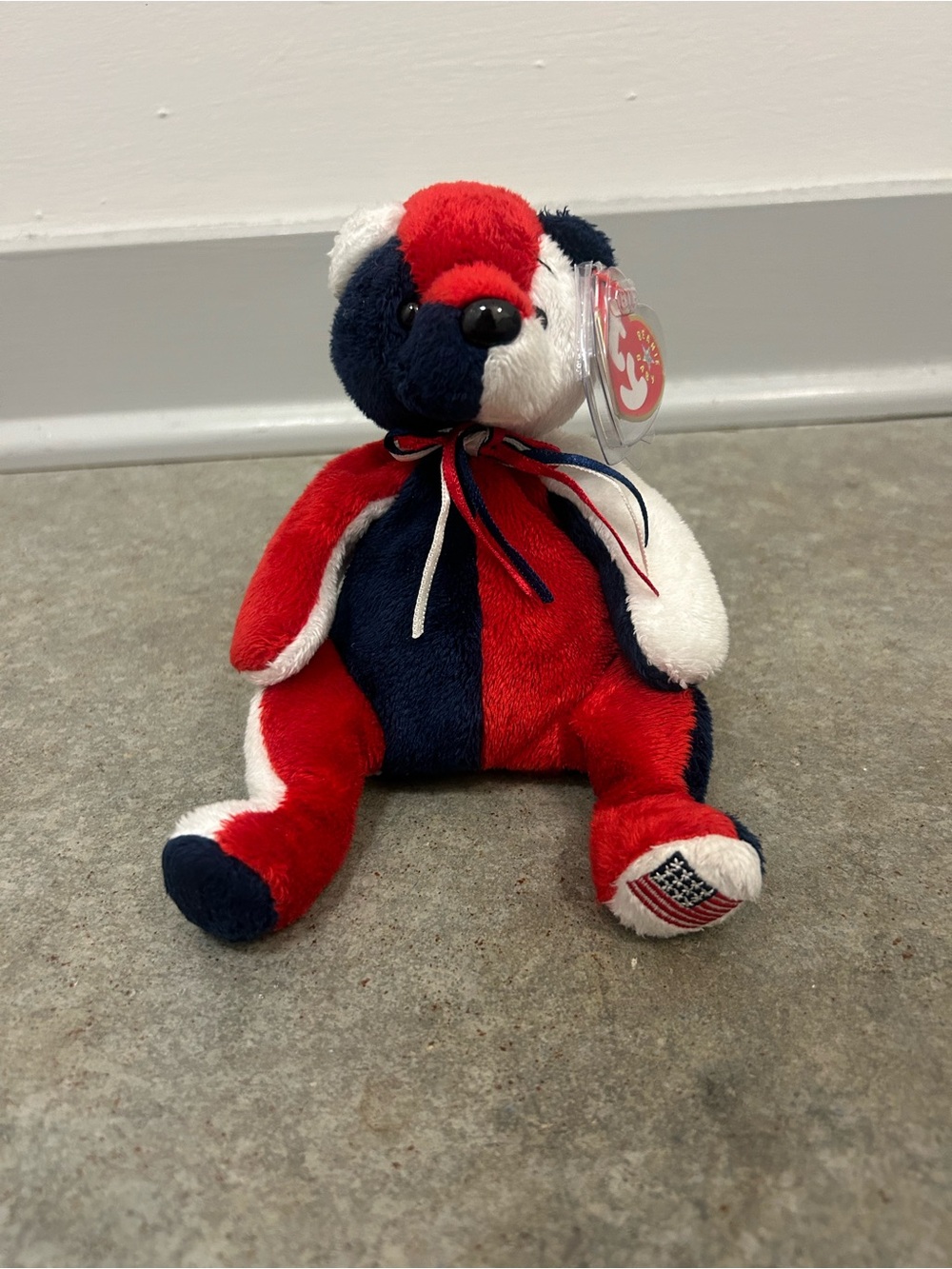 Ty Beanie Baby Patriot the Bear 2000 USA Red White Blue Plush Tags 5” Retired